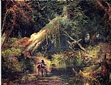 Swamp Canvas Paintings - Slave Hunt, Dismal Swamp, Virginia